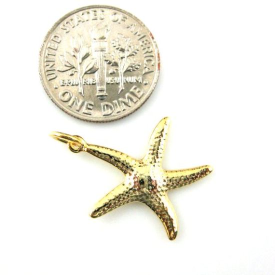 Wholesale Gold Over 925 Sterling Silver Textured Starfish Charm - 25mm (1 pc)