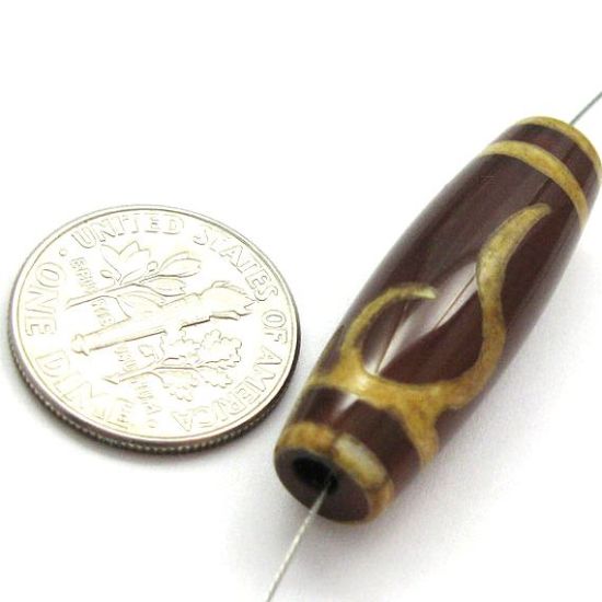 Wholesale Carnelian Dzi Bead- Olive Shape - As You Wish (30mm by 10mm) 1 piece