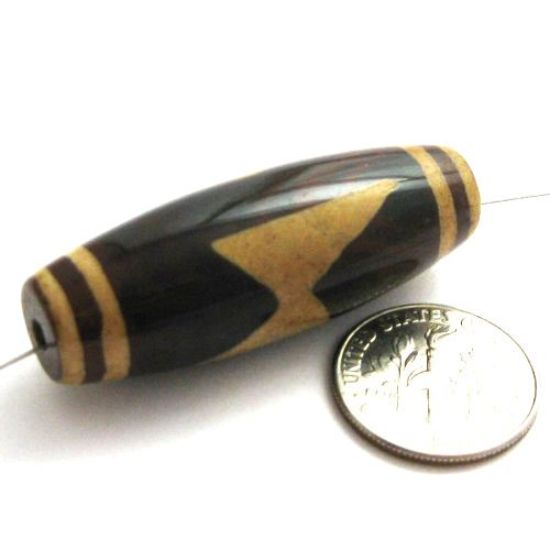 Wholesale Carnelian dZi Bead - Olive Shape with 5-Eyes Bolt Totem  (1 piece)