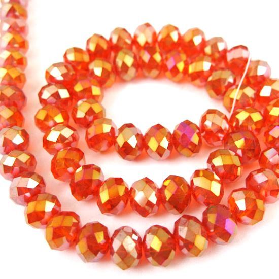 Wholesale Crystal Glass beads, 8X6mm Faceted Rondelle, Red, AB Finish