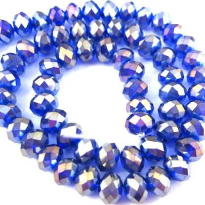 Wholesale Crystal Glass beads, 8X6mm Faceted Rondelle,Blue, AB