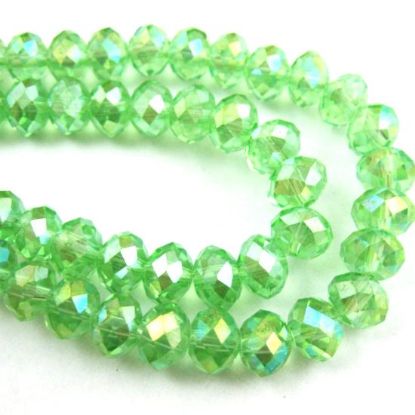 Wholesale Crystal Glass beads, 8X6mm Faceted Rondelle,Apple Green,AB