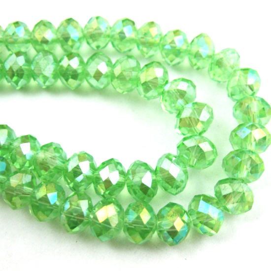 Wholesale Crystal Glass beads, 8X6mm Faceted Rondelle,Apple Green,AB