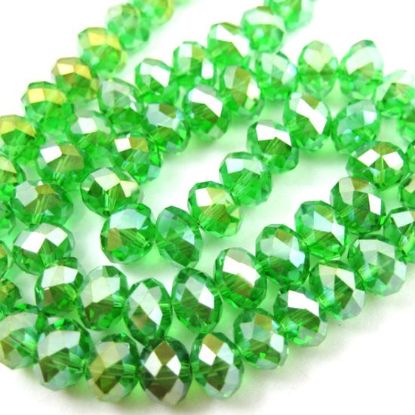Wholesale Crystal Glass beads,8X6mm Faceted Rondelle,Grass Green,AB