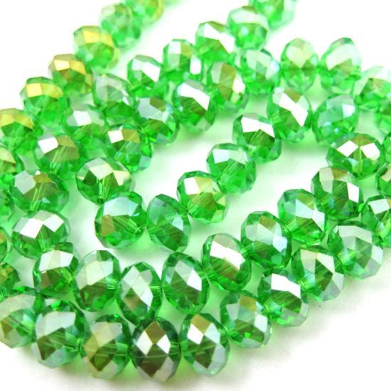 Wholesale Crystal Glass beads,8X6mm Faceted Rondelle,Grass Green,AB