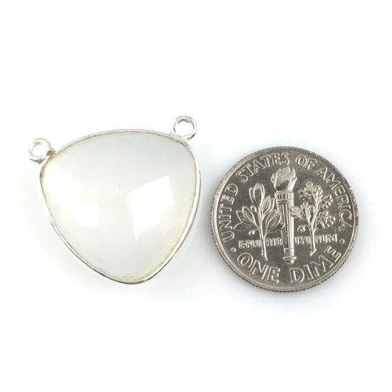 Wholesale Sterling Silver Opalite Quartz Large Trillion Shaped Bezel Gemstone Connector Links, Wholesale Gemstone Charms and Pendants for Jewelry Making