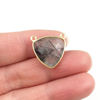 Wholesale Gold plated Sterling Silver Black Rutilated Quartz Small Trillion Shaped Bezel Gemstone Connector Links, Wholesale Gemstone Charms and Pendants for Jewelry Making