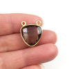 Wholesale Gold plated Sterling Silver Smokey Quartz Small Trillion Shaped Bezel Gemstone Connector Links, Wholesale Gemstone Charms and Pendants for Jewelry Making