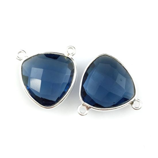 Wholesale Sterling Silver Iolite Quartz Small Trillion Shaped Bezel Gemstone Connector Links, Wholesale Gemstone Charms and Pendants for Jewelry Making