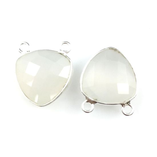 Wholesale Sterling Silver Smokey Quartz Small Trillion Shaped Bezel Gemstone Connector Links, Wholesale Gemstone Charms and Pendants for Jewelry Making