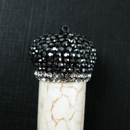 Wholesale Pave White Turquoise Tusk Pendant, Boho Elephant Tusk Pendant -84mm