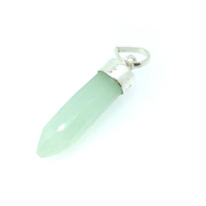 Wholesale Gemstone Spike Pendant, Aqua Chalcedony - Sterling Silver Gemstone Spike Pendant - Faceted Point Gem Pendant - 29mm