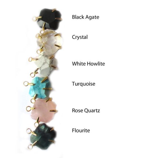 Wholesale Faceted Octagon Gemstone Connector Pendant - White Howlite - Large Stone Prong Setting - 20- 26mm