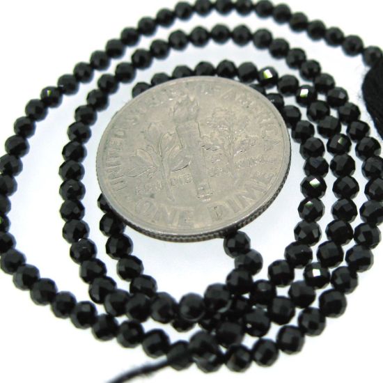 Wholesale Gemstone beads - Black Spinal Faceted Round Beads - 2.5mm - 13 inches - full strand