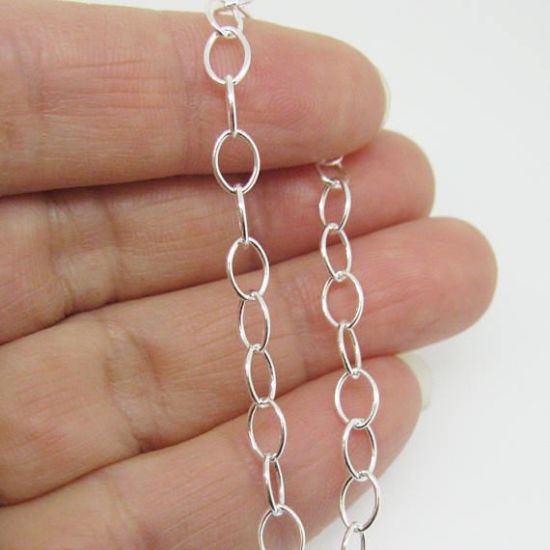 Wholesale Chain, 925 Sterling Silver Thick Round Oval Cable Chain 8 by 6mm Bulk Chain by the foot