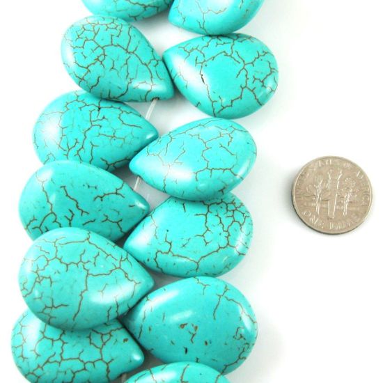 Wholesale Natural Turquoise Beads - Flat Smooth Pear (Sold Per 1 Piece)