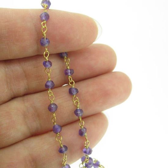 Wholesale Gold over Silver Amethyst Rosary Chain By the Foot