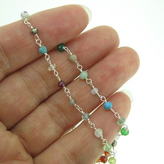 Wholesale Sterling Silver multi stone Rosary Chain By the Foot