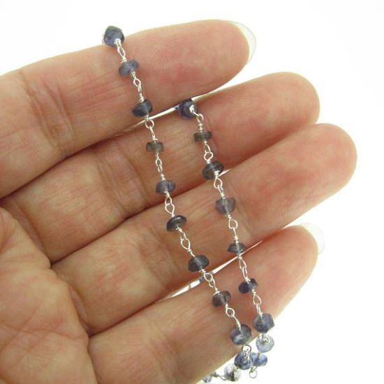 Wholesale Sterling Silver Iolite Rosary Chain By the Foot