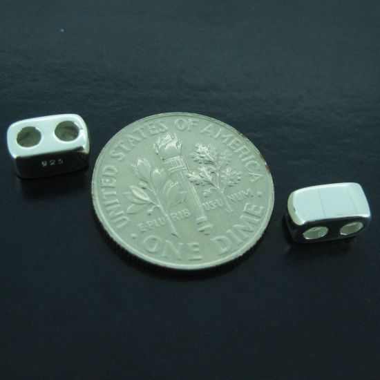 Wholesale Sterling Silver Sliding Beads with Silicone - Double Hole Stopper Beads (1 piece)