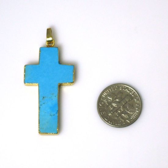 Wholesale Gold Plated Blue Howlite Turquoise Cross Pendant