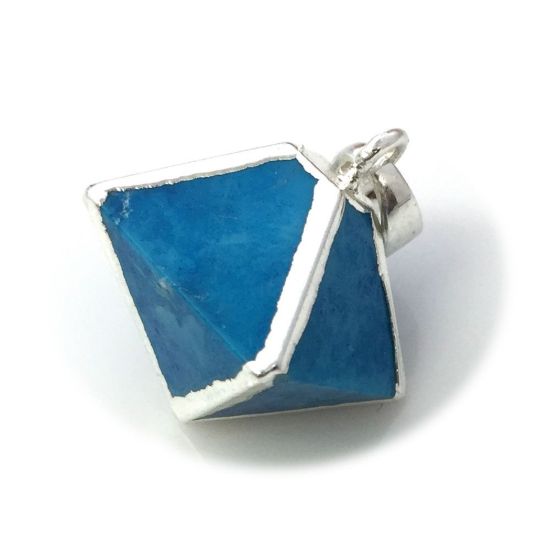 Wholesale Gemstone Pendant, Octahedron Gemstone, 8 sides gemstone Sterling Silver Pendant,Small Gemstone Rock Pendant- 25mm