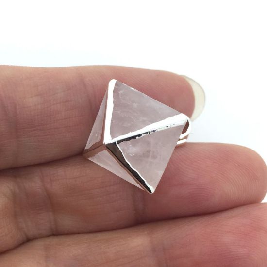 Wholesale Gemstone Pendant, Octahedron Gemstone, 8 sides gemstone Sterling Silver Pendant,Small Gemstone Rock Pendant- 25mm