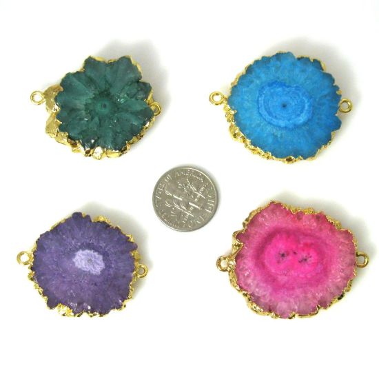 Wholesale Gold or Silver Plated Rainbow Solar Quartz Connector Double Bails Quartz Jewelry 