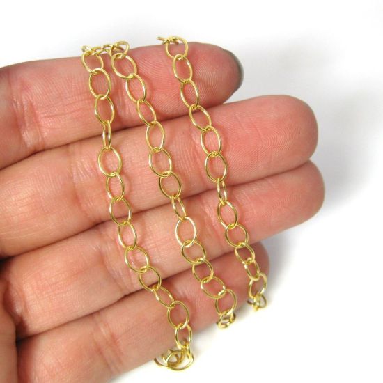 Wholesale Gold Over Sterling Silver Chain Necklace - Gold Plated Bracelet, Anklet -5 x 4 Thick Round Oval Cable Chain Necklace - All Sizes