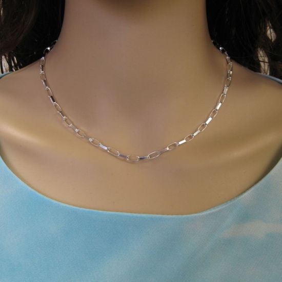 wholesale Sterling Silver Chain Necklace - Sterling Silver Bracelet, Anklet - Big Flat Oval Rolo Chain Necklace - All Sizes