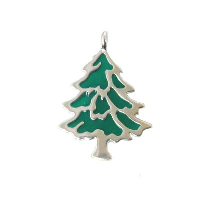 Wholesale Sterling Silver Enamel Christmas Tree Charm