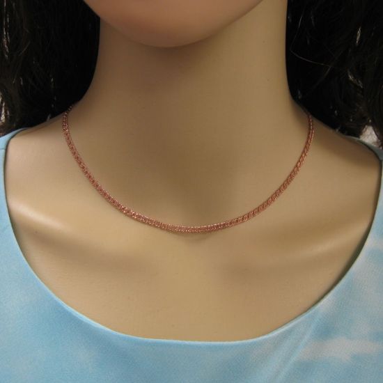 Wholesale Rose Gold over Sterling Silver Double Diamond Cut Curb Chain, Wholesale Bulk Necklace Chains
