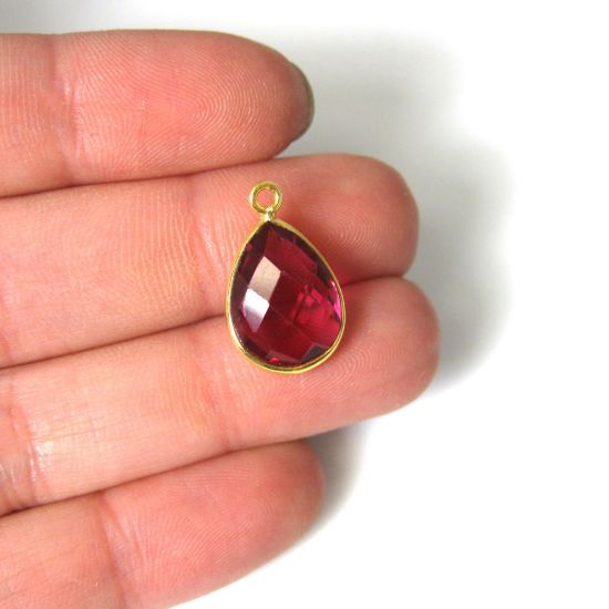 Wholesale Gold plated Sterling Silver Small Teardrop Bezel Iolite Quartz Gemstone Pendant, Wholesale Gemstone Pendants for Jewelry Making