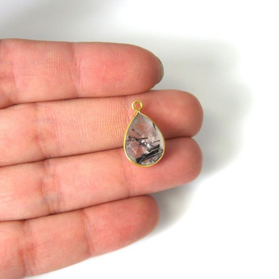 Wholesale Gold plated Sterling Silver Small Teardrop Bezel Iolite Quartz Gemstone Pendant, Wholesale Gemstone Pendants for Jewelry Making