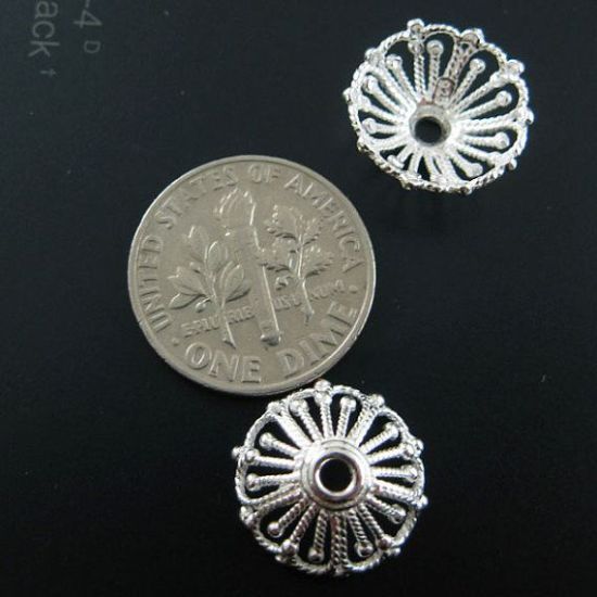 Wholesale 925 Solid Sterling Silver Bead Caps 14mm ( 2pcs)