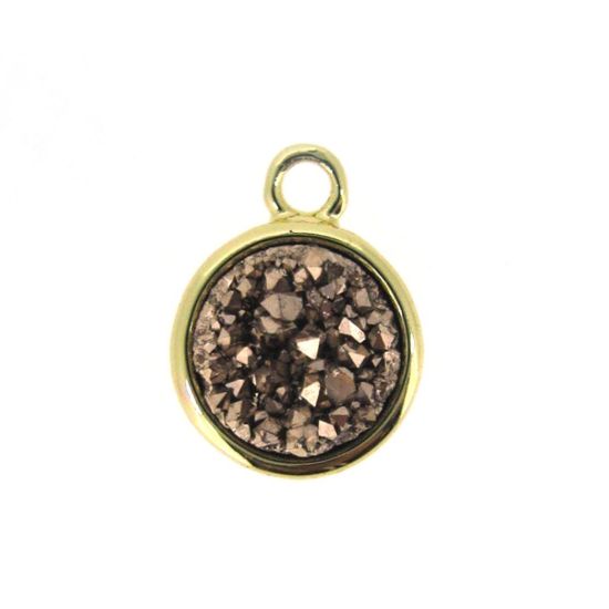 Wholesale Gold or Silver Plated Bezel Round Rainbow Titanium Druzy Charm