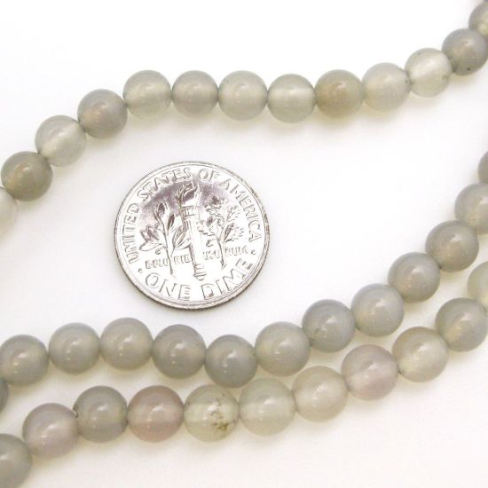 Wholesale Grey Agate Beads - Smooth Round 6mm (Sold Per Strand)