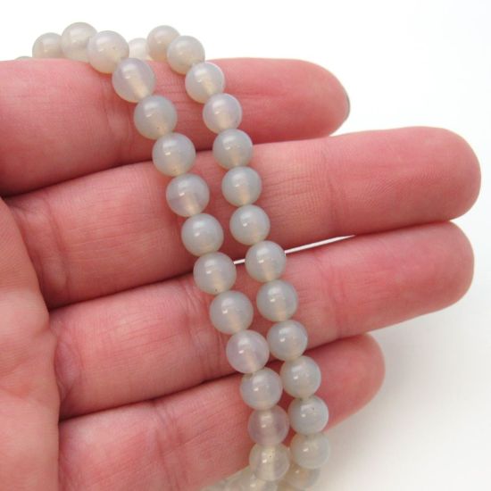 Wholesale Grey Agate Beads - Smooth Round 6mm (Sold Per Strand)