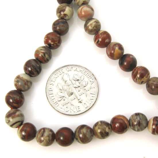 Wholesale Natural Brecciated Jasper Beads - 6mm Smooth Round (Sold Per Strand)