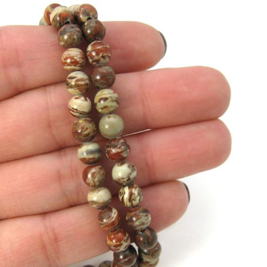 Wholesale Natural Brecciated Jasper Beads - 6mm Smooth Round (Sold Per Strand)