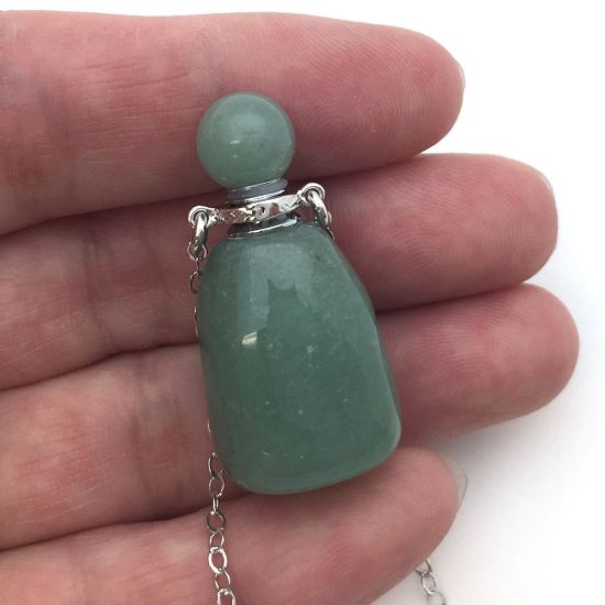 Wholesale Green Agate Essential Oil Bottle with Silk Cord Necklace - Irregular Shape