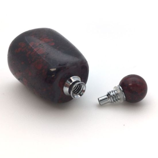 Wholesale Brecciated Jasper Essential Oil Bottle with Silk Cord Necklace - Irregular Shape