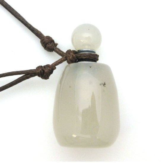 Wholesale Grey Agate Essential Oil Bottle with Silk Cord Necklace - Irregular Shape