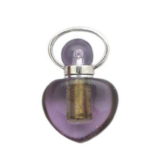 Wholesale Amethyst essential oil bottle, Mini 2- Heart Shape - February Birthstone