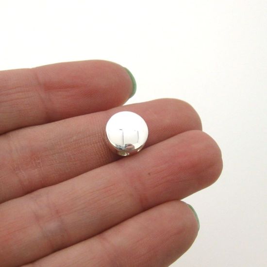 Wholesale Sterling Silver Circle Shaped Sliding Beads with Silicone-Double Hole Stopper Beads (1 piece)