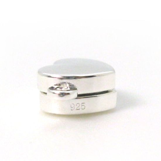 Wholesale Sterling Silver Smooth Shiny Heart Magnetic Clasp (1 clasp)