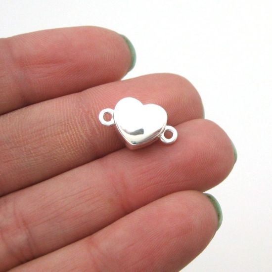 Wholesale Sterling Silver Smooth Shiny Heart Magnetic Clasp (1 clasp)