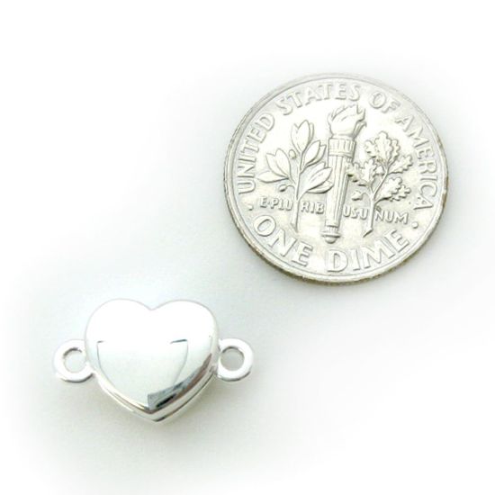 Wholesale Sterling Silver Smooth Shiny Heart Magnetic Clasp (1 clasp)