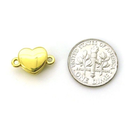 Wholesale Gold Plated Sterling Silver Smooth Shiny Heart Magnetic Clasp (1 clasp)