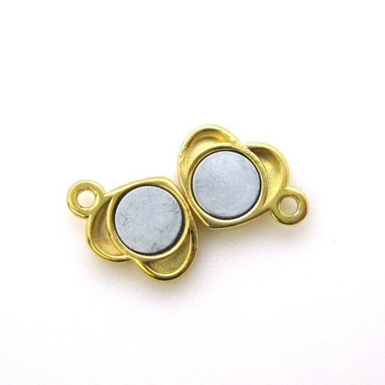 Wholesale Gold Plated Sterling Silver Smooth Shiny Heart Magnetic Clasp (1 clasp)